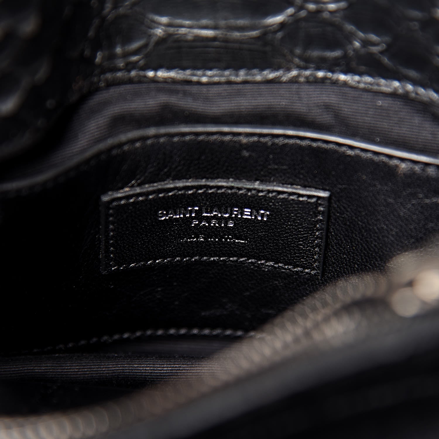 Saint Laurent Calfskin Python Embossed Monogram Medium College Bag Black 6 of 8