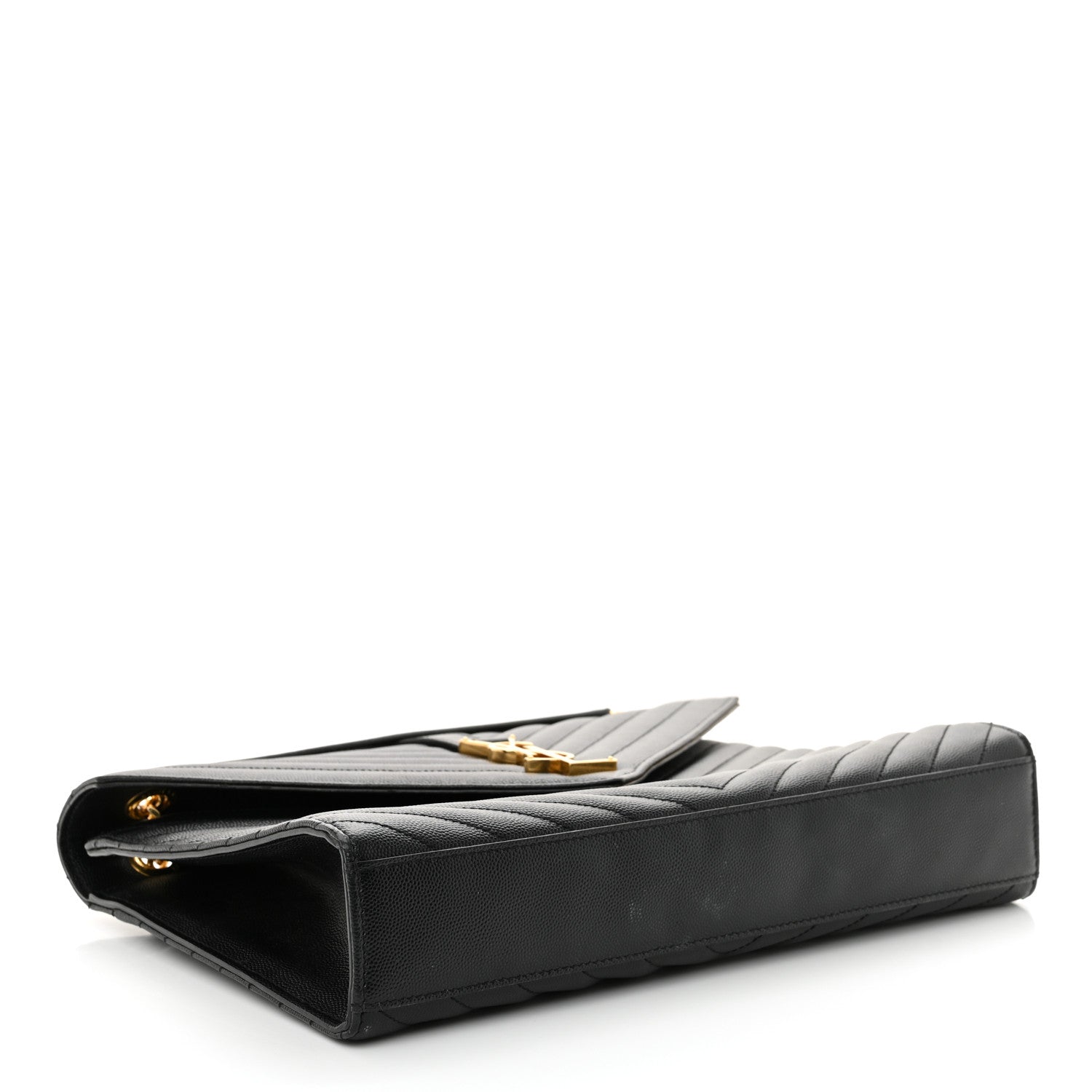 Saint Laurent Grain De Poudre Matelasse Chevron Large Monogram Satchel Black 4 of 16