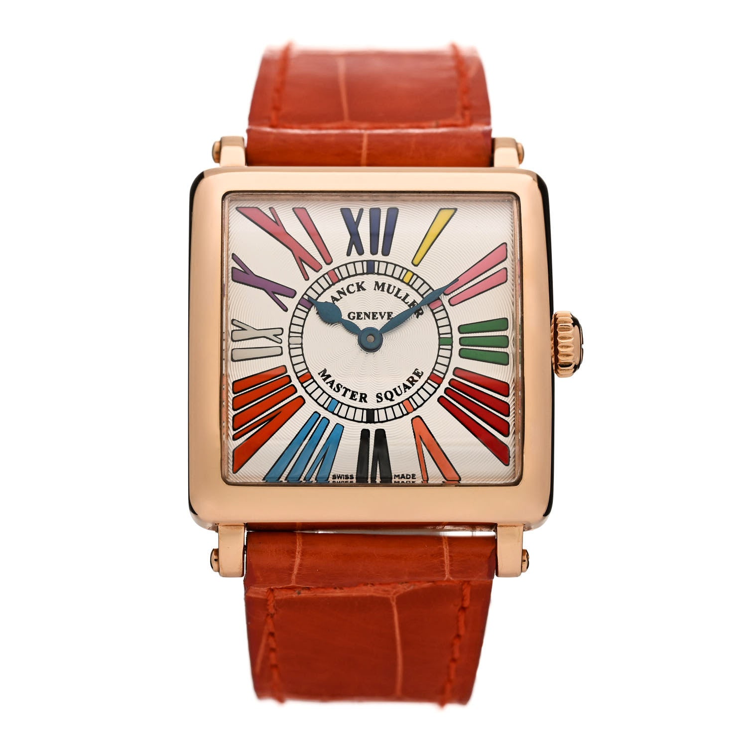 Franck Muller 18K Rose Gold Alligator 29mm Master Square Automatic Watch 6002LQZCOLDRMR 1 of 5