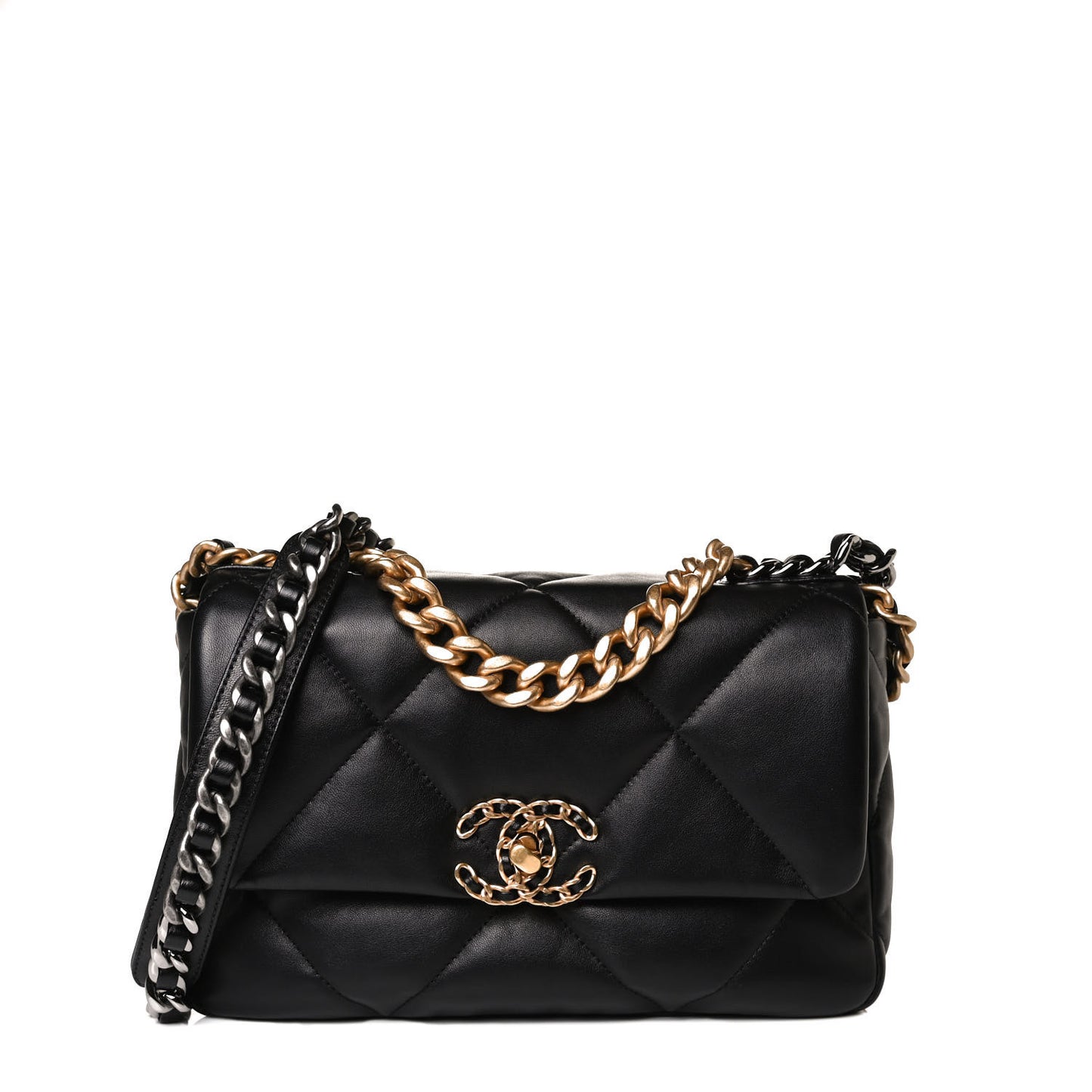 Lambskin Quilted Medium Chanel 19 Flap Black
