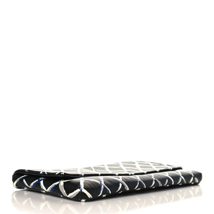 Chanel Lambskin Printed Quilt Flap Clutch Black White 4 of 9