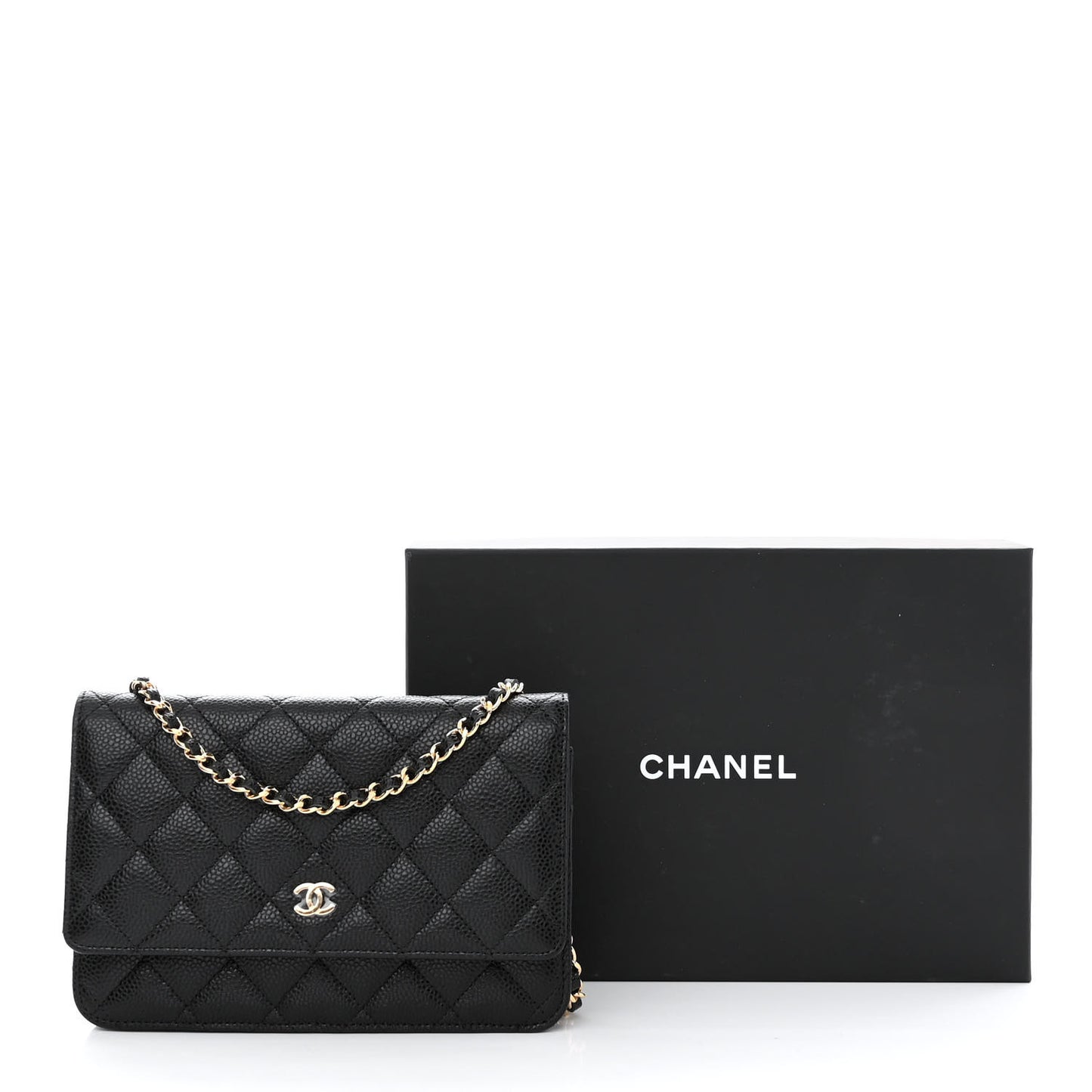 Caviar Quilted Wallet On Chain WOC Black