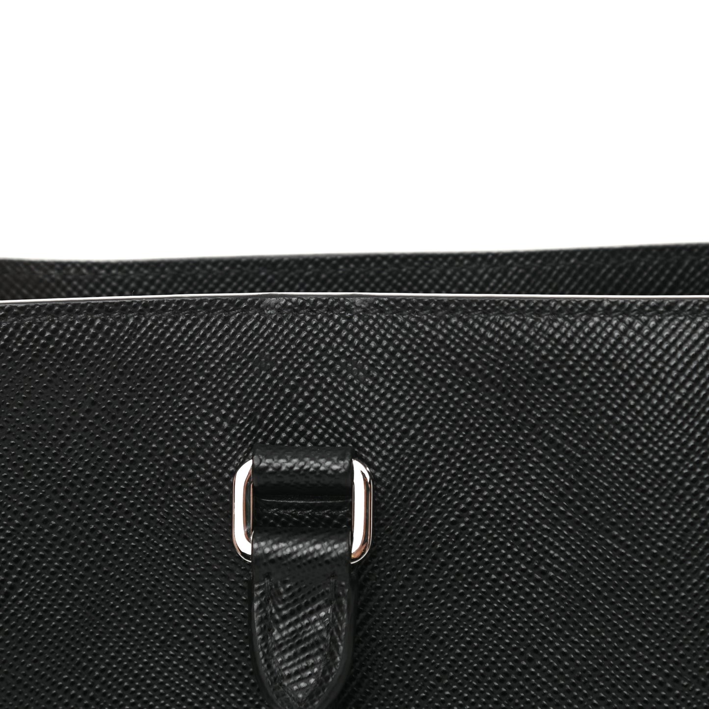 Saffiano Cuir Triangle Logo Embossed Vertical Tote Black