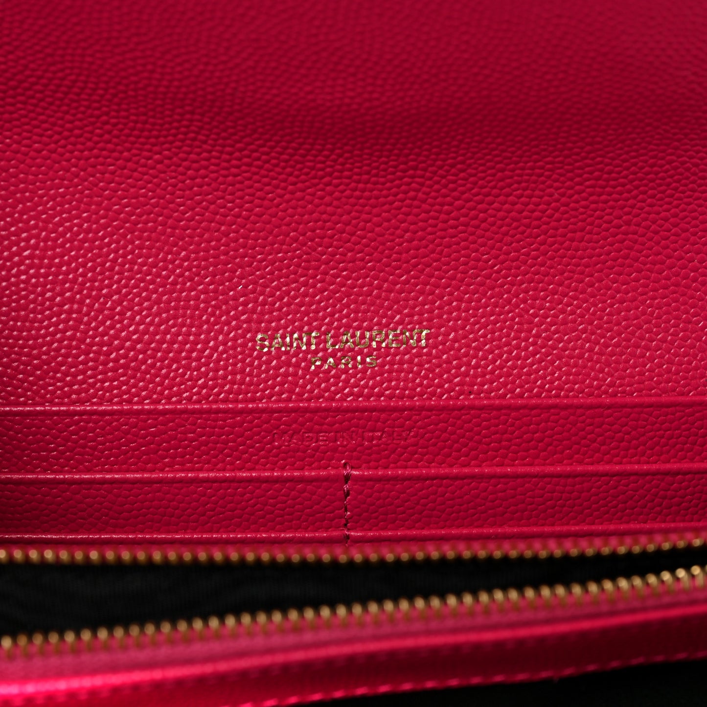 Grain De Poudre Matelasse Chevron Monogram Flap Wallet Fuxia