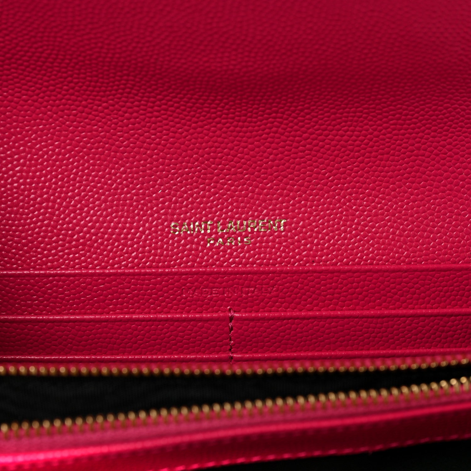 Saint Laurent Grain De Poudre Matelasse Chevron Monogram Flap Wallet Fuxia 6 of 8