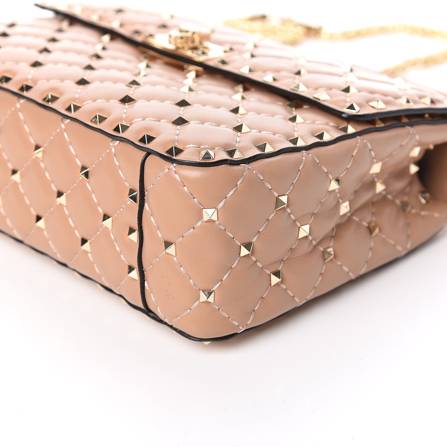 Valentino Garavani Nappa Large Rockstud Spike Shoulder Bag Camel Rose 6 of 9