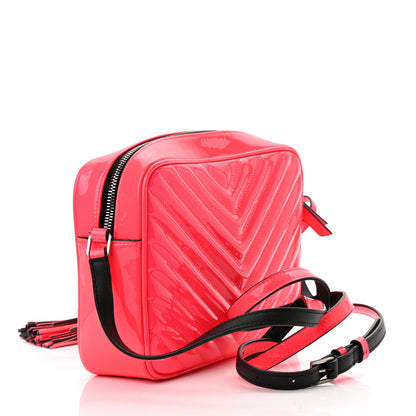 Saint Laurent Patent Calfskin Matelasse Monogram Lou Camera Bag Neon Pink 3 of 12