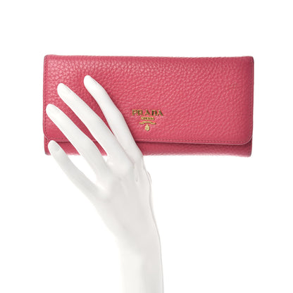 Prada Vitello Grain Continental Flap Travel Wallet Peonia 2 of 7
