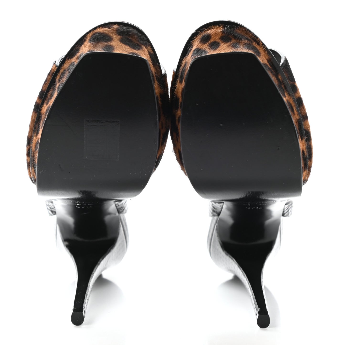 Pony Hair Leopard Print Tribute 105 Platform Sandals 37.5 Naturale