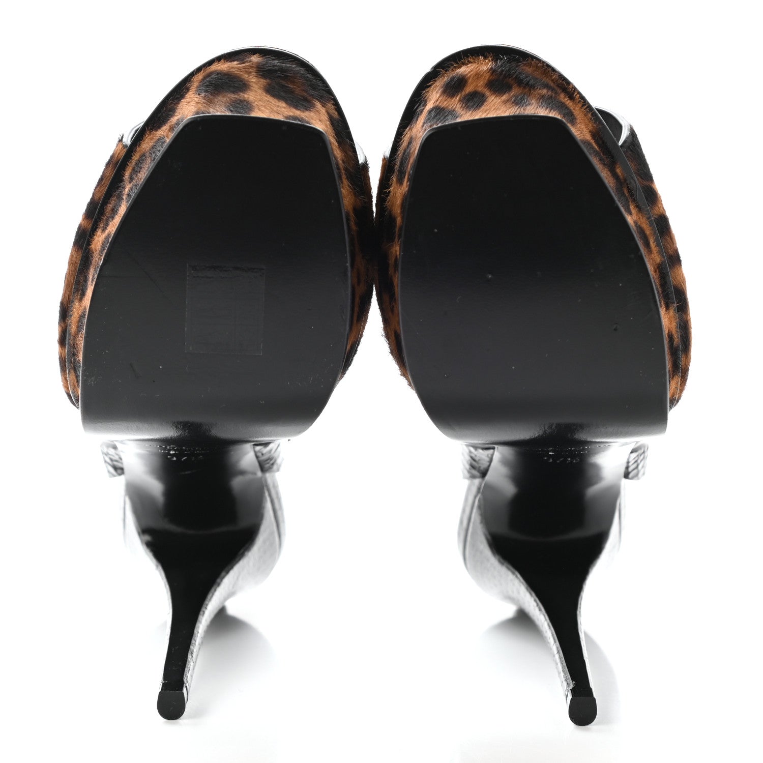 Saint Laurent Pony Hair Leopard Print Tribute 105 Platform Sandals 37.5 Naturale 5 of 7