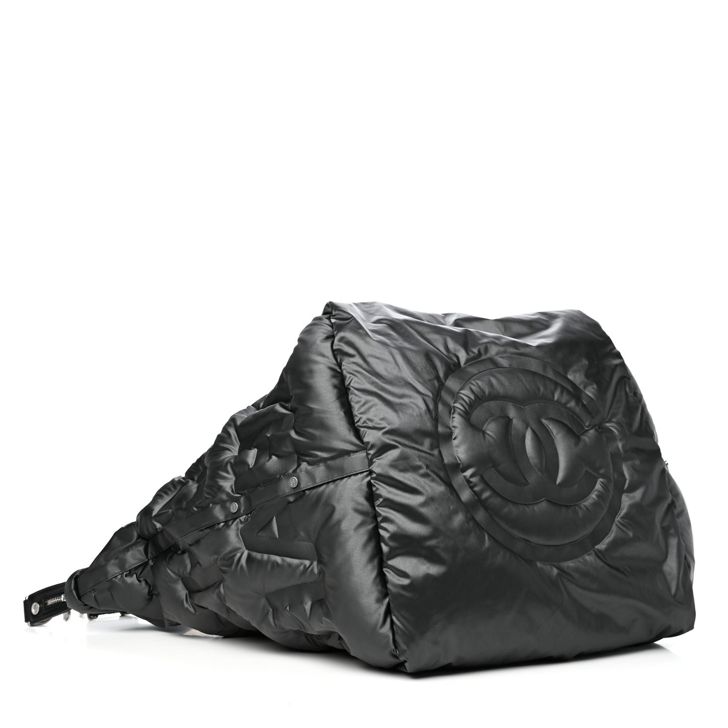 Nylon Embossed Large Doudoune Bowling Bag Black