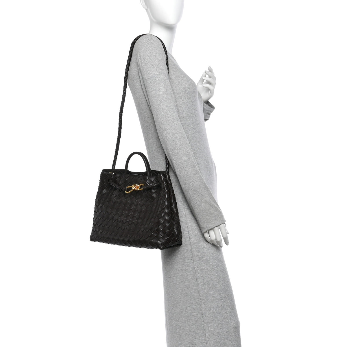 Nappa Intrecciato Medium Andiamo Shoulder Bag Fondant