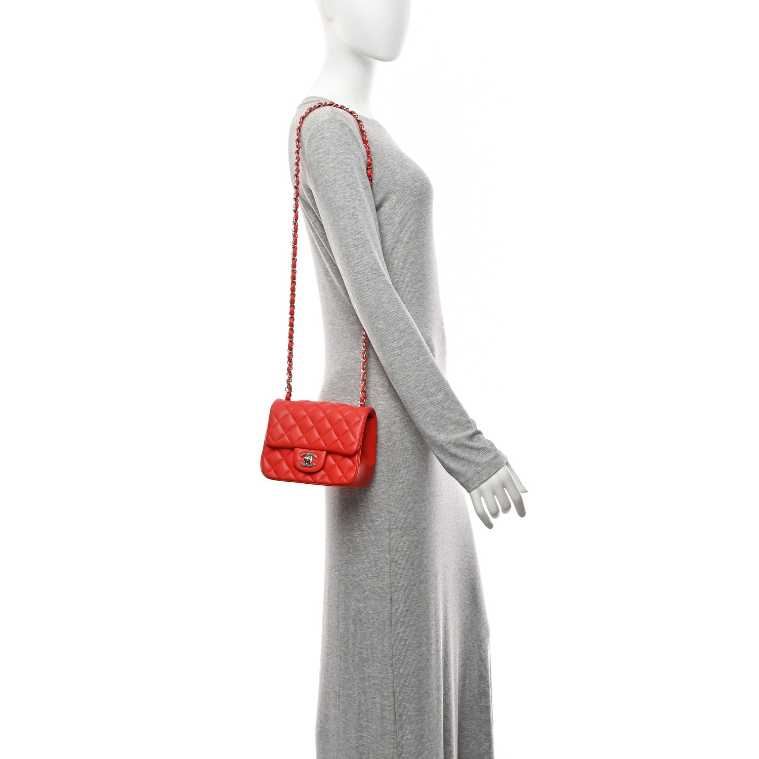 Chanel Lambskin Quilted Mini Square Flap Red 2 of 10