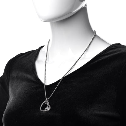 David Yurman Sterling Silver Black Diamond Onyx Heart Cable Pendant Necklace 2 of 6