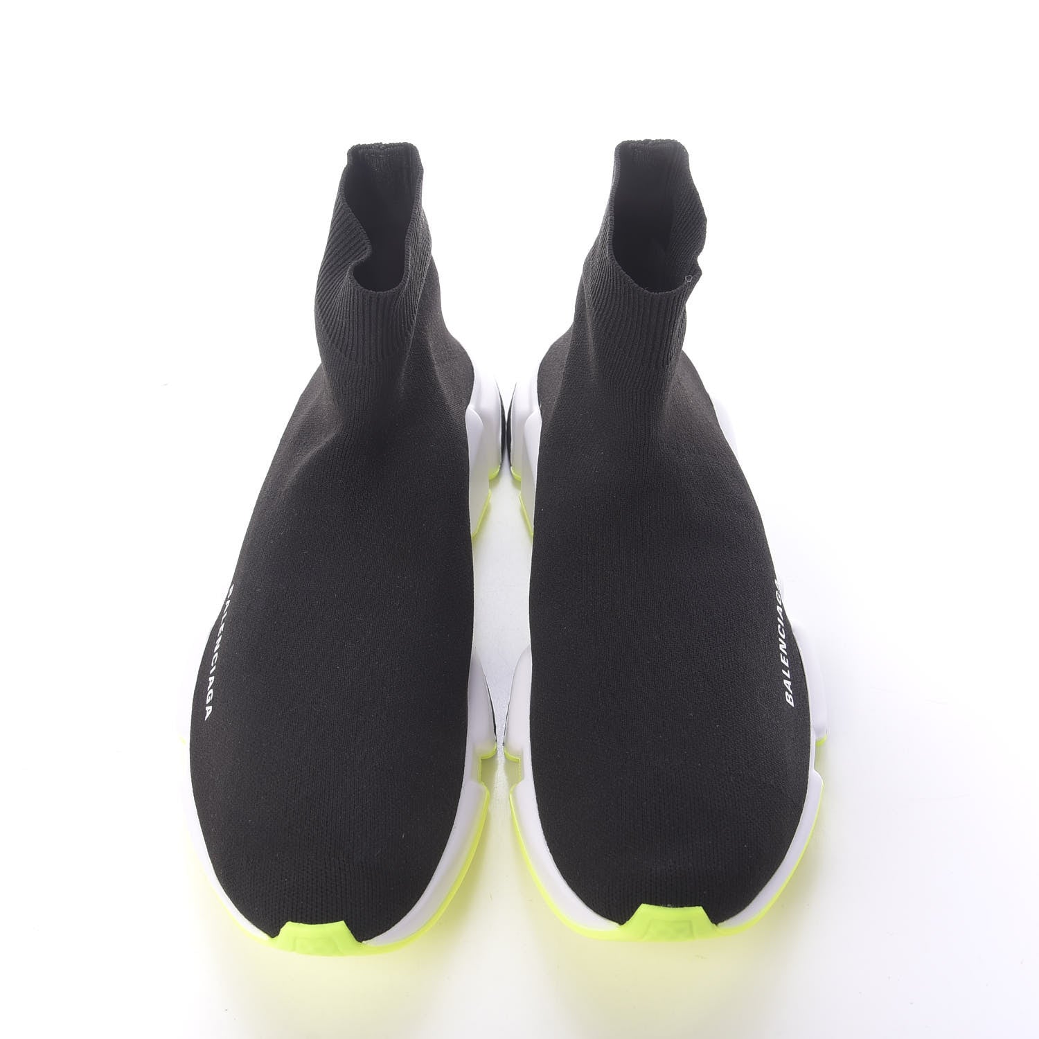 Balenciaga Neoprene Knit Womens Speed Sneakers 41 Black White Yellow Fluo 6 of 9