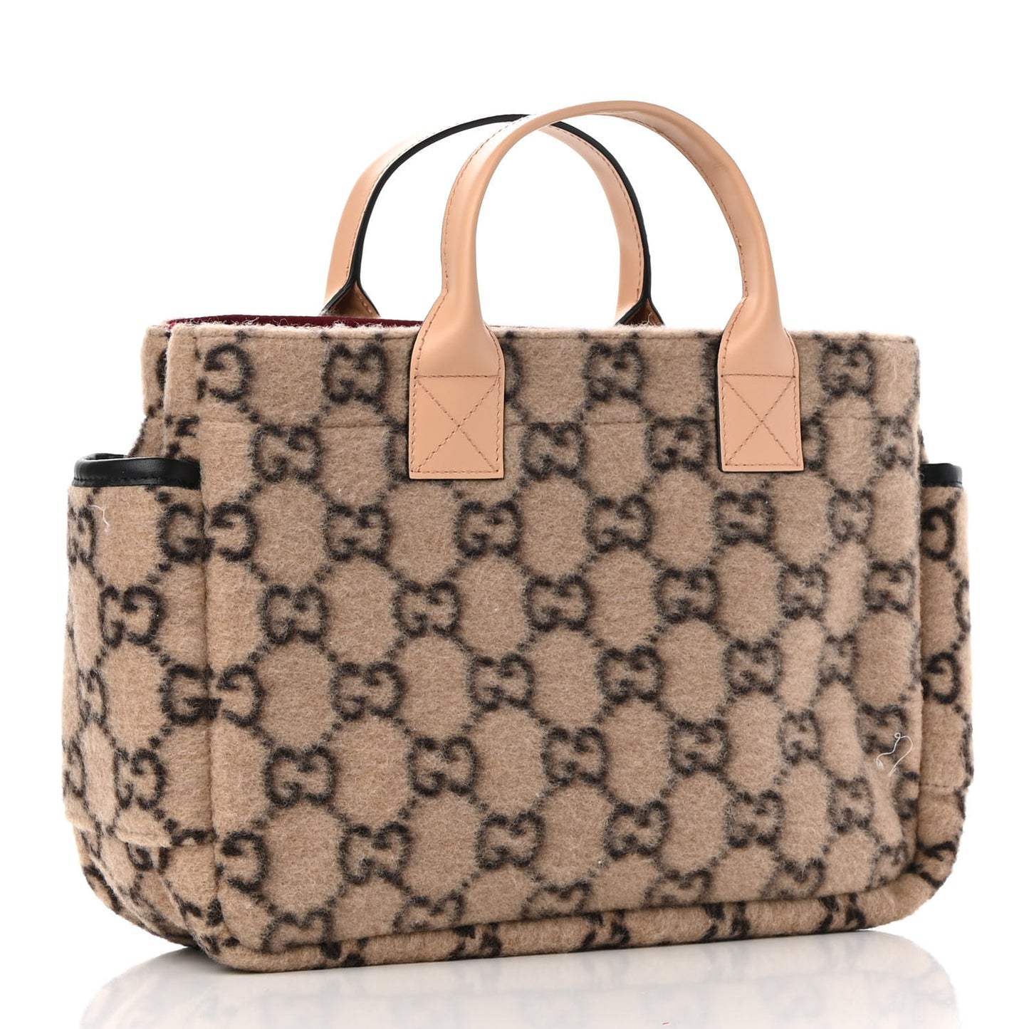 Covered Wool GG Monogram Childrens Tote Beige Ebony