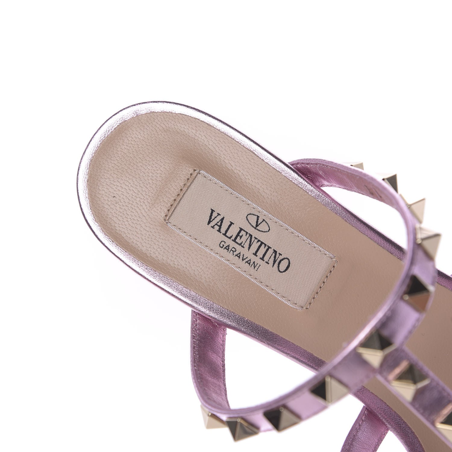 Valentino Garavani Metallic Nappa Rockstud 60mm Caged Slide Sandals 38.5 Giacinto 9 of 11