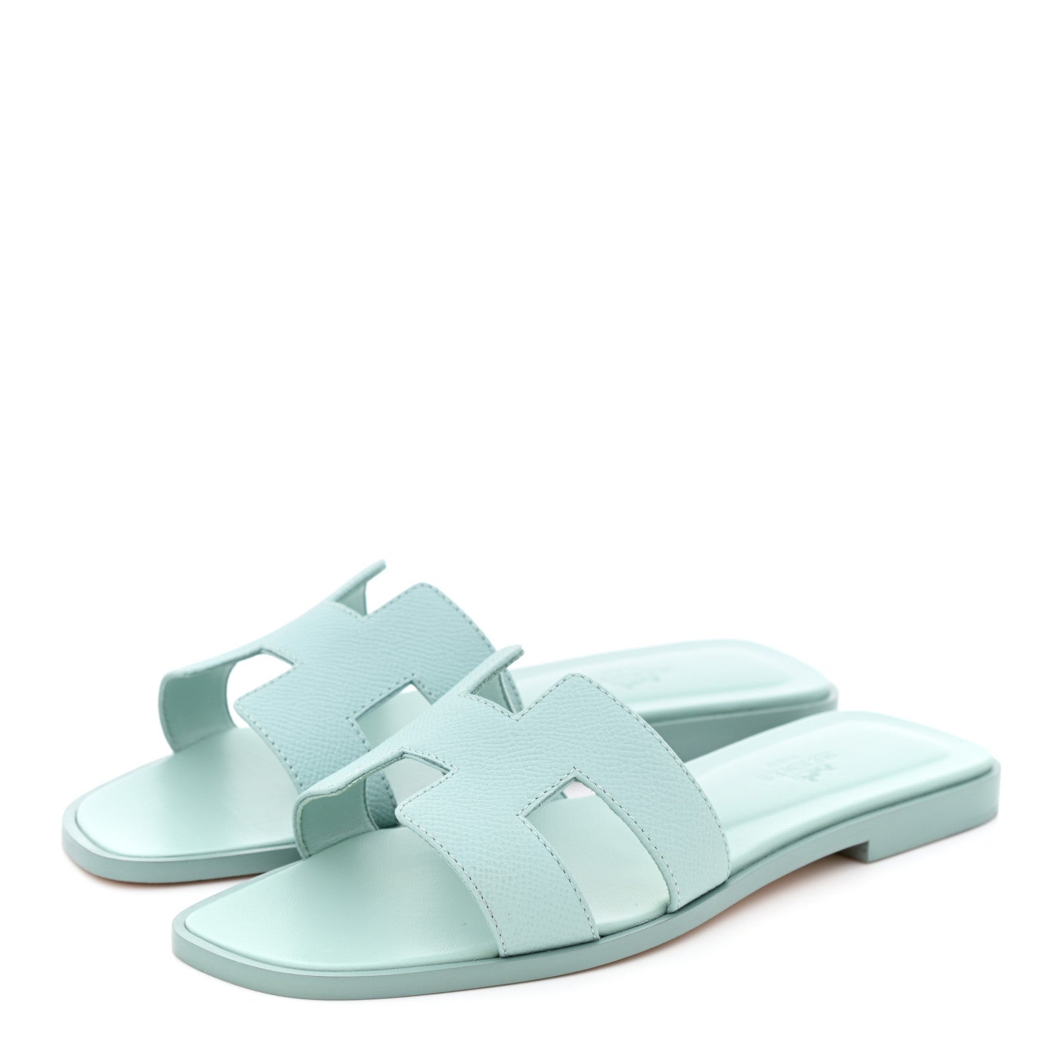 Hermes Epsom Oran Sandals 37 Vert Embrun 3 of 9