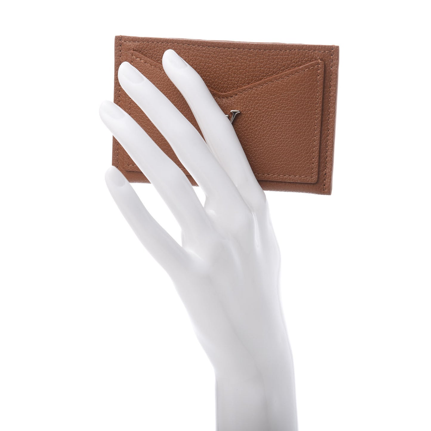 Calfskin Lockme Card Holder Caramel