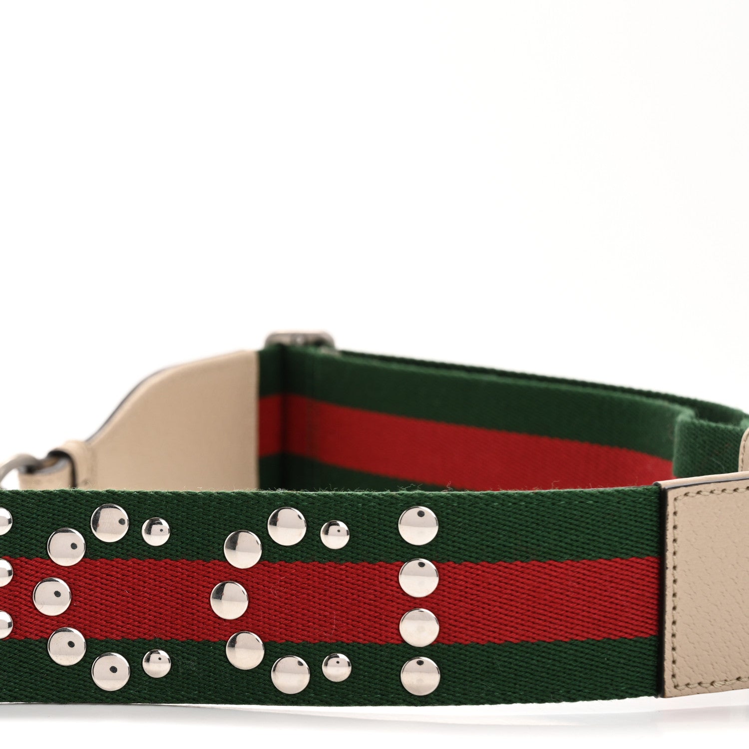 Gucci Canvas Web Studded Shoulder Strap Green Red 3 of 5