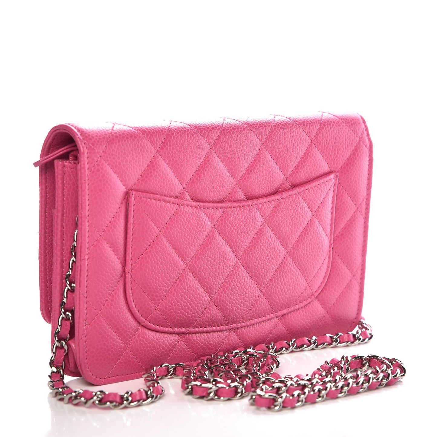 Caviar Quilted Wallet on Chain WOC Pink