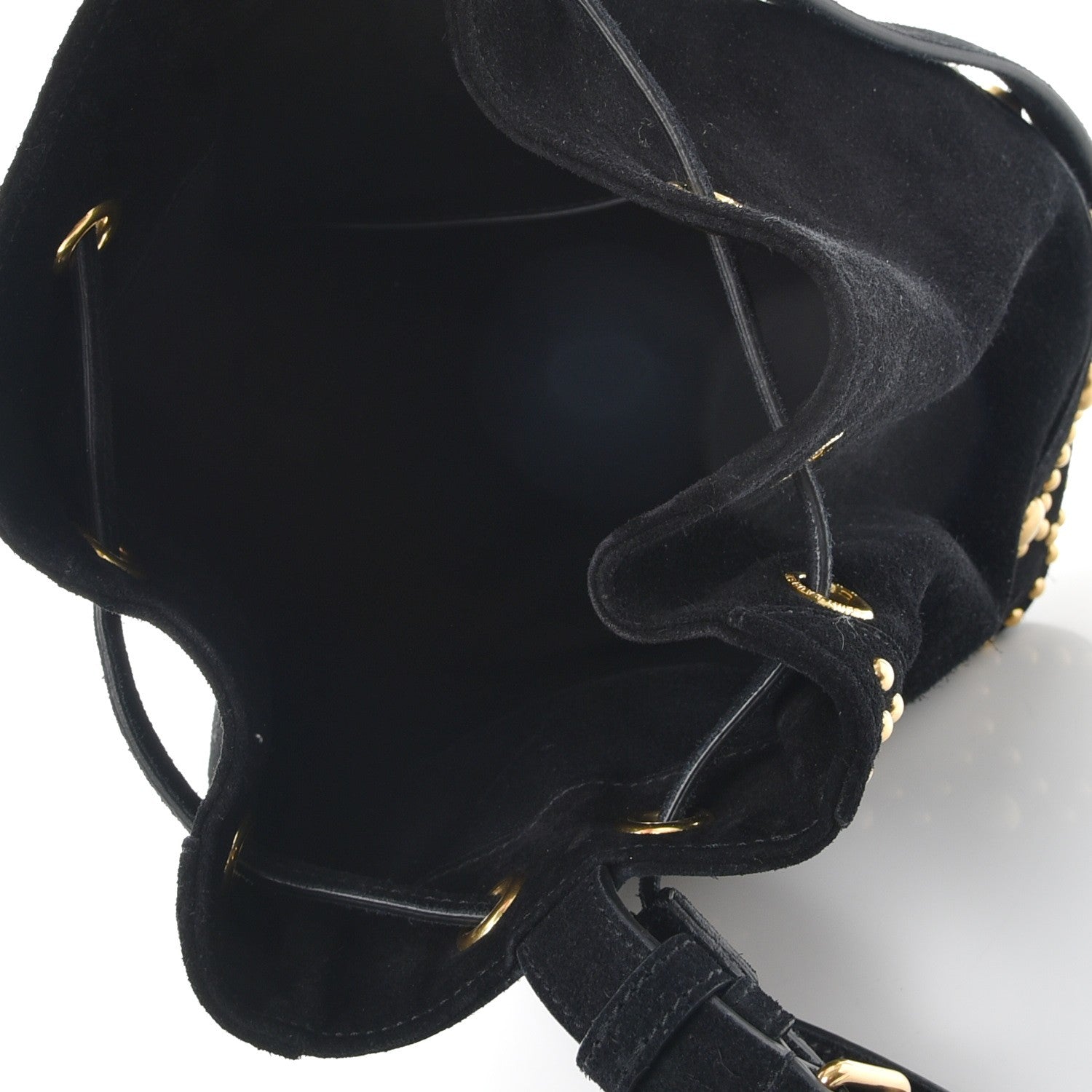 Saint Laurent Suede Small Y Studs Bucket Bag Black 5 of 7
