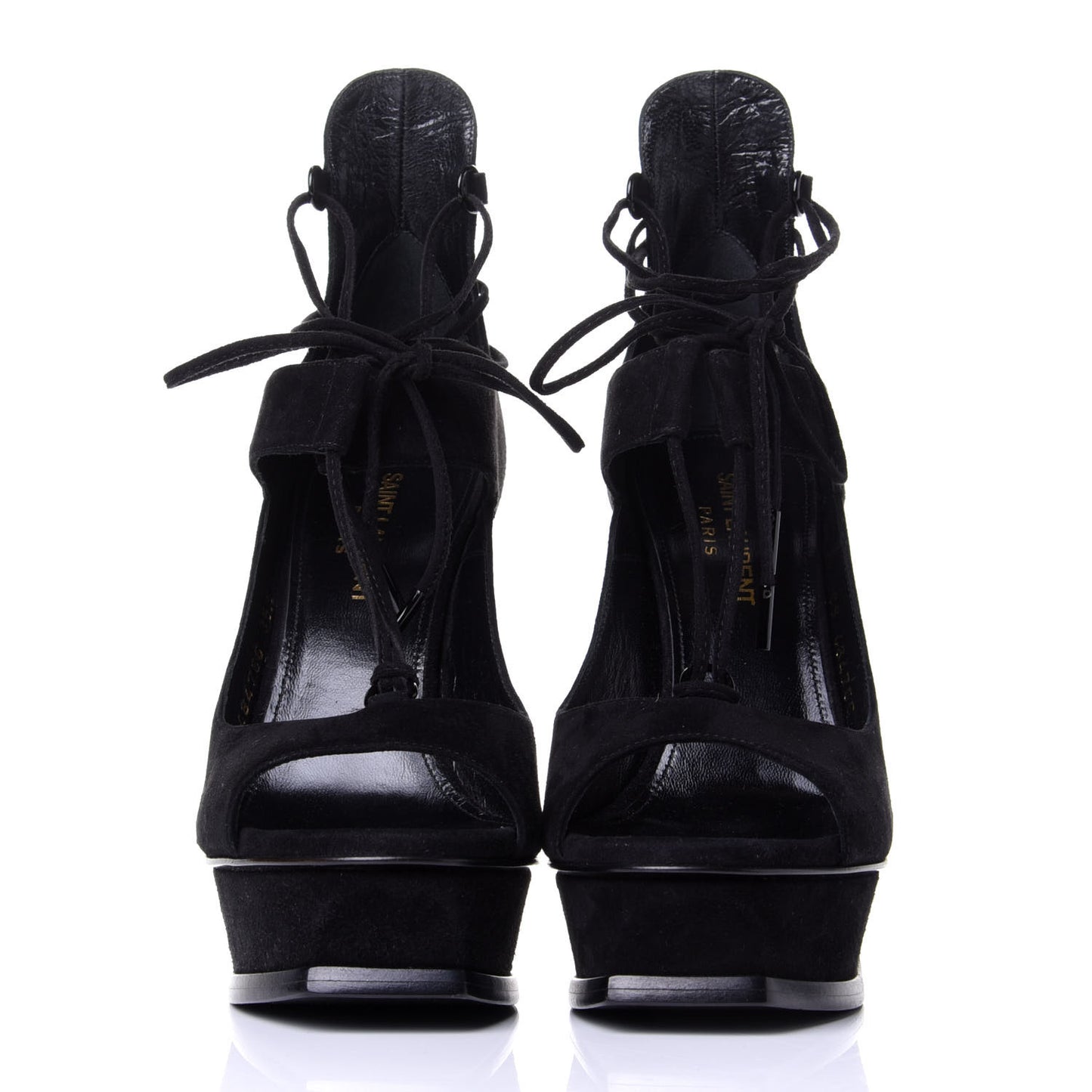 Suede Lou Tribute 105 Lace Platform Sandals 35.5 Black
