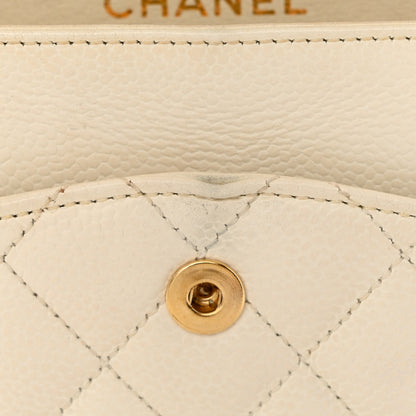 Chanel Caviar Quilted Medium Double Flap White 13 of 15