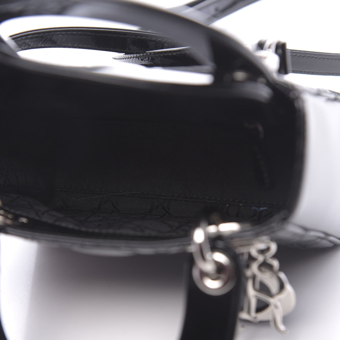 Patent Cannage Mini Lady Dior Black