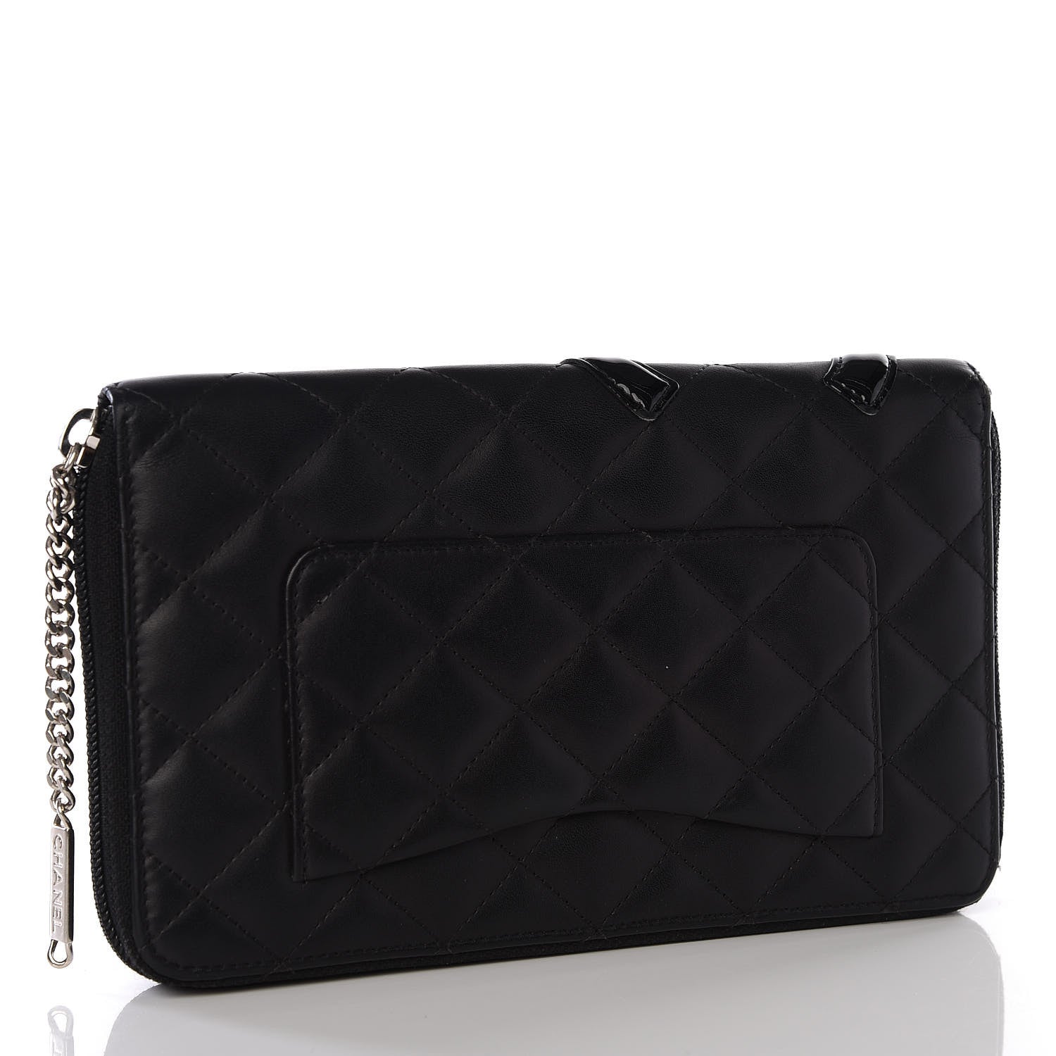Chanel Calfskin Quilted Cambon Zip Around Organizer Wallet Black 2 of 10