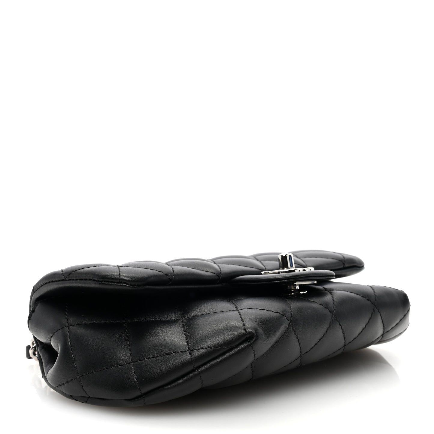 Calfskin Quilted CC Uniform Flap Belt Bag Black