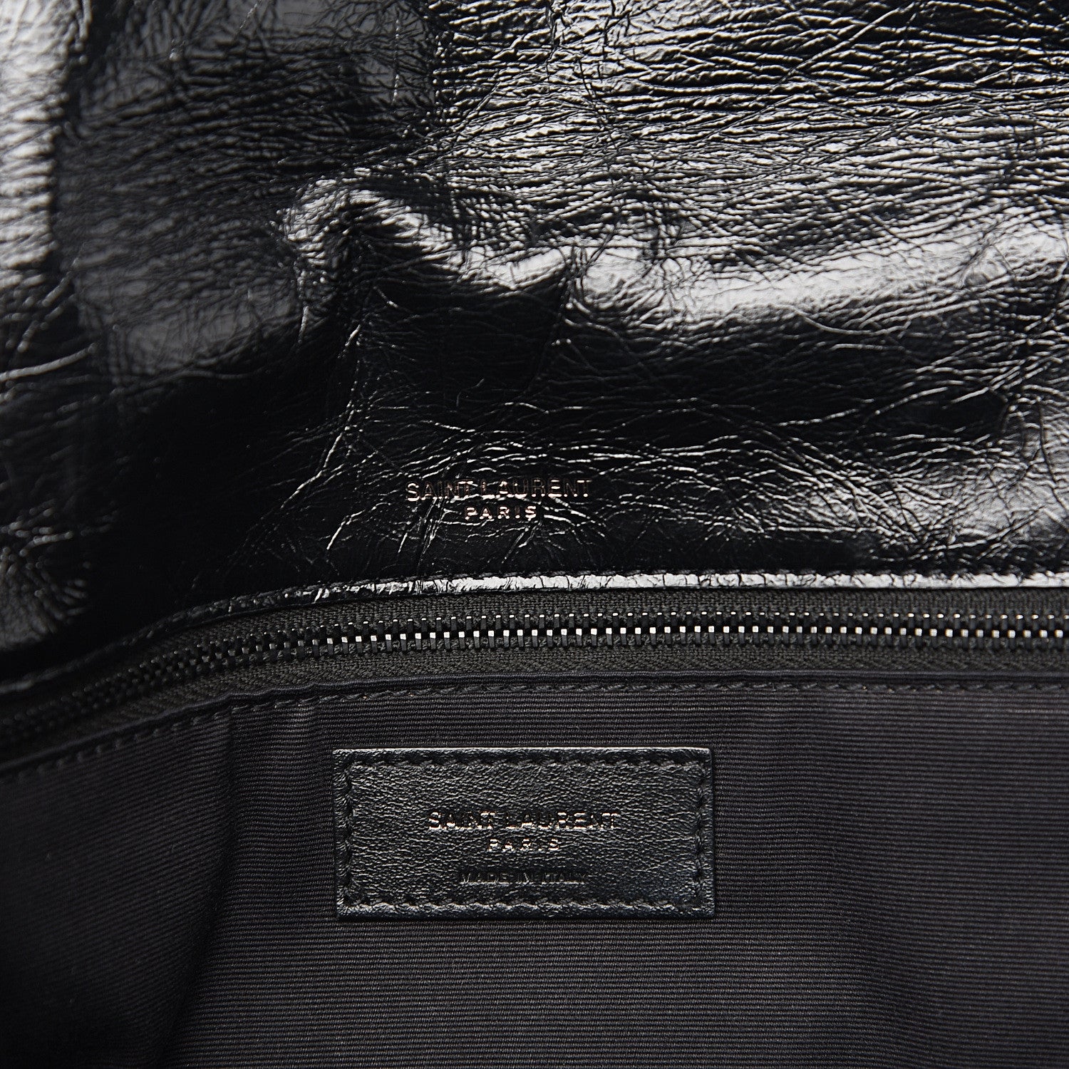 Saint Laurent Crinkled Calfskin Matelasse Monogram Medium Niki Chain Satchel Black 6 of 9