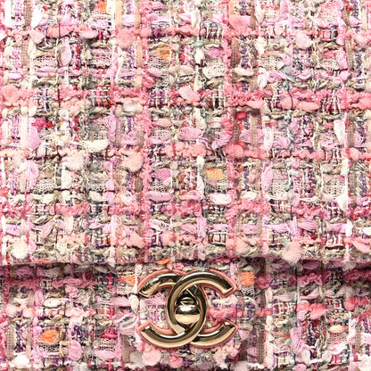 Chanel Tweed Medium Pearl Handle Flap Pink Beige Orange Ecru 8 of 10