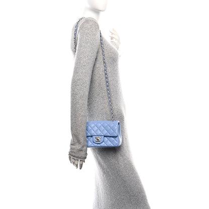 Chanel Lambskin Quilted Mini Rectangular Flap Light Blue 2 of 11