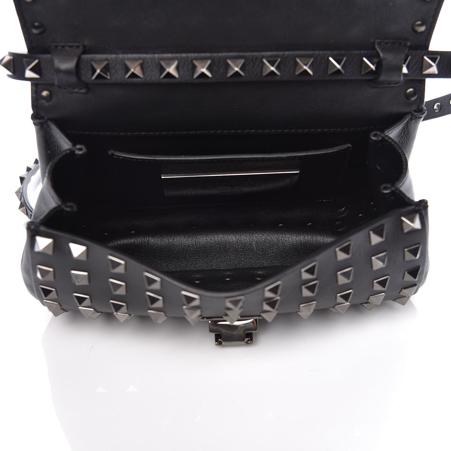 Valentino Garavani Vitello Mini Rockstud All Over Flap Saddle Crossbody Bag Black 7 of 10