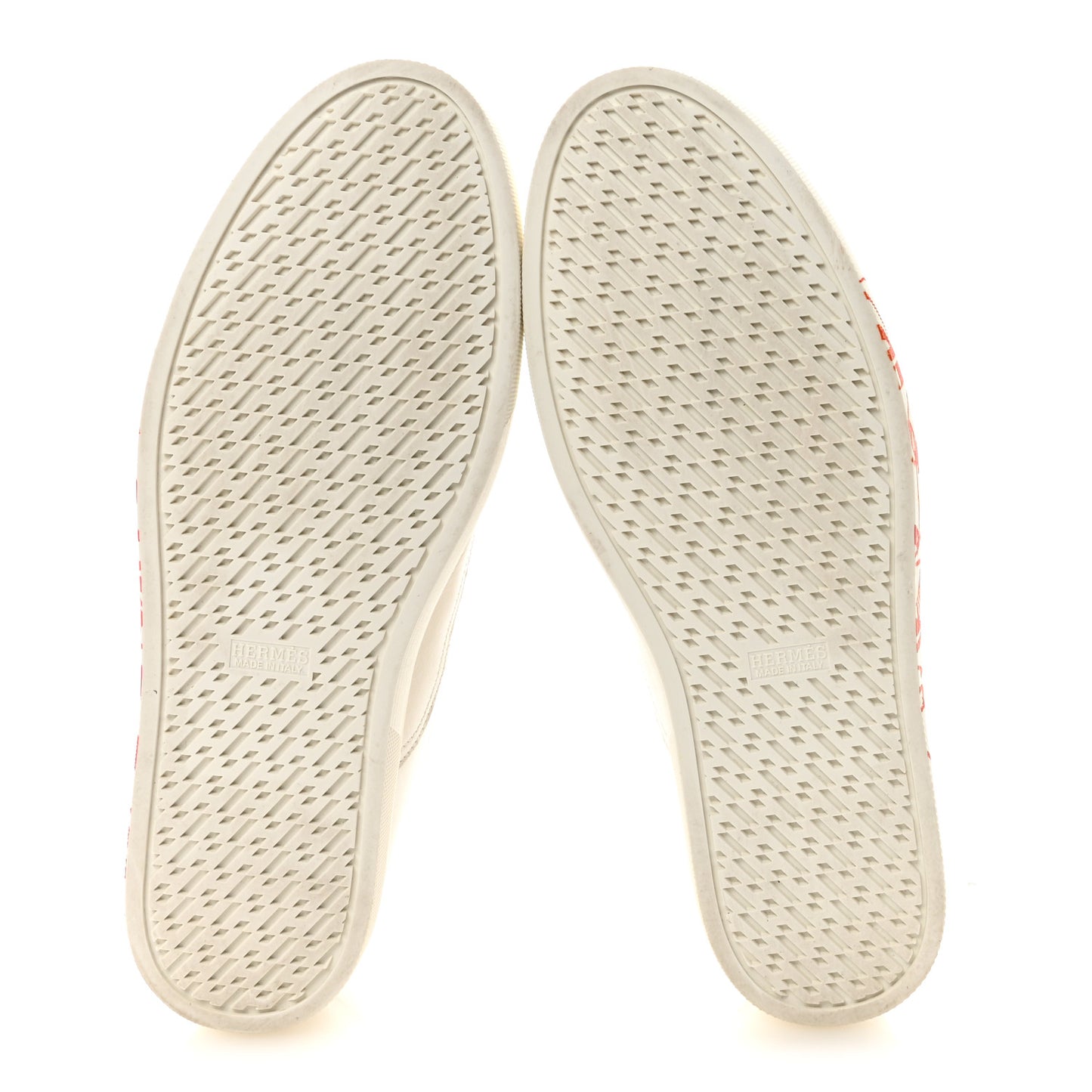 Calfskin Graff Hermes Mens Quicker Sneakers 42 White Orange