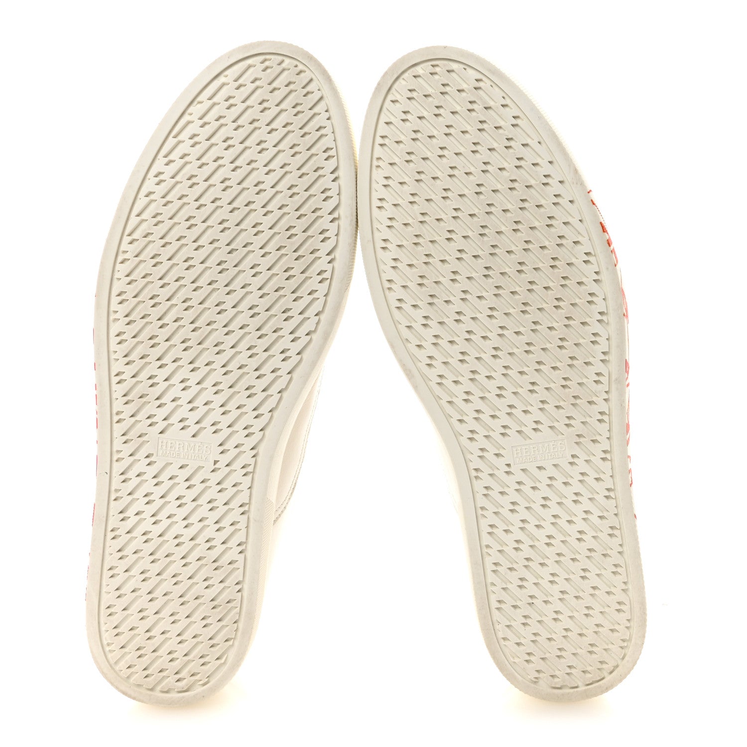 Hermes Calfskin Graff Hermes Mens Quicker Sneakers 42 White Orange 6 of 9