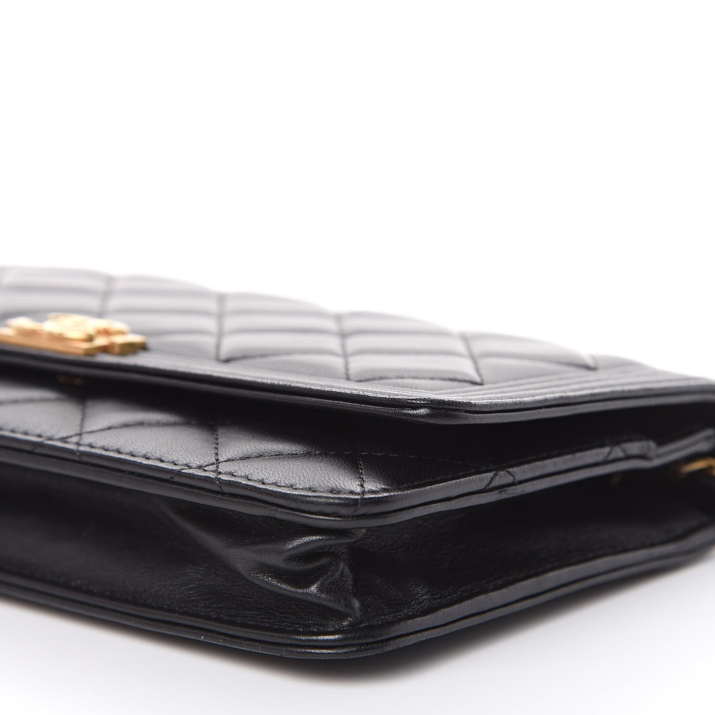 Lambskin Quilted Boy Wallet On Chain WOC Black