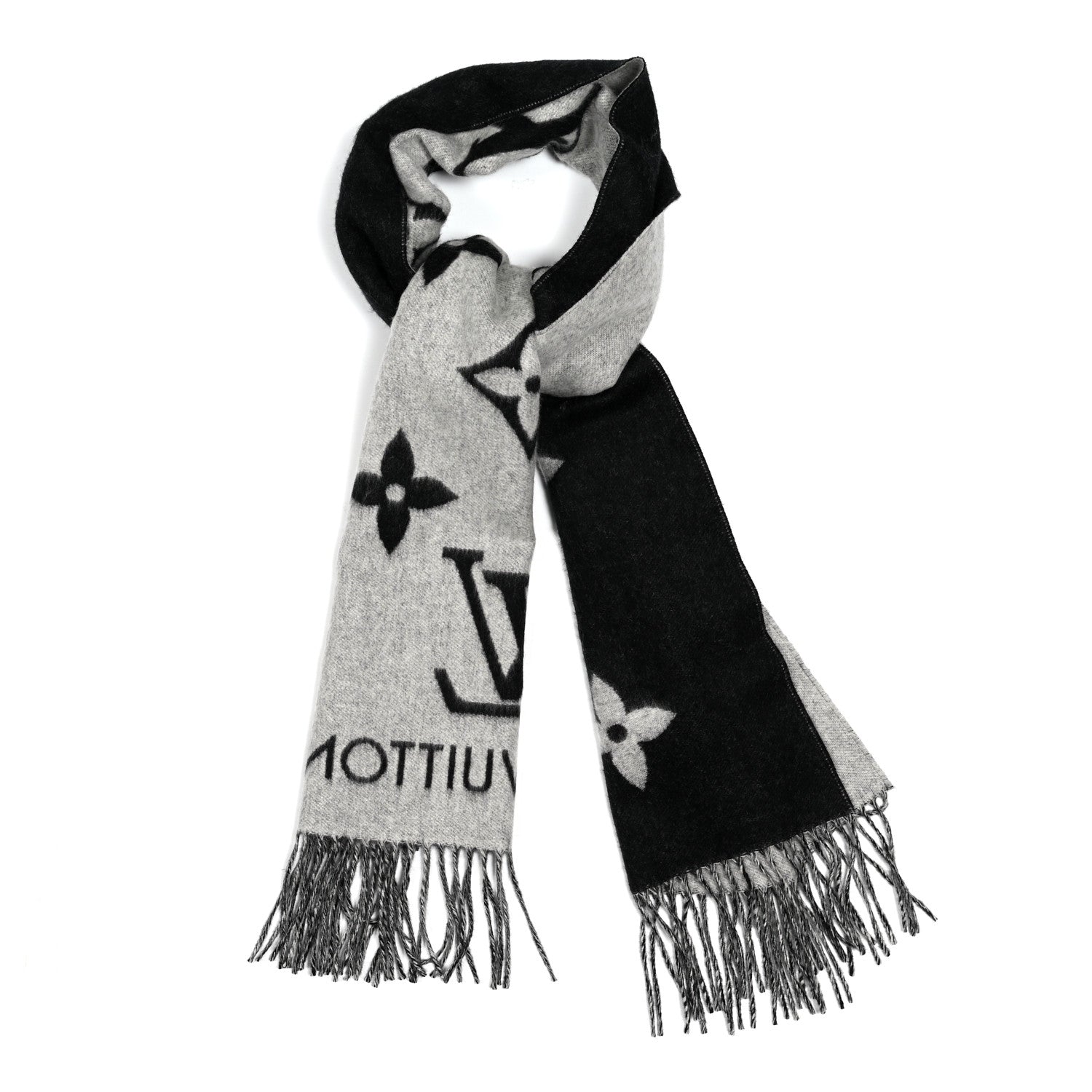 Louis Vuitton Cashmere Monogram Reykjavik Scarf Black 1 of 3