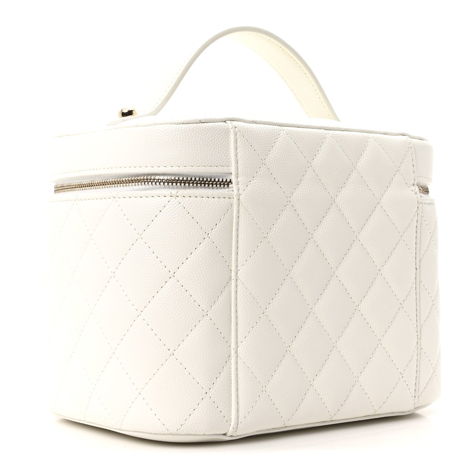 Chanel Caviar Quilted Large Vanity Pouch White 3 of 10
