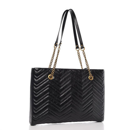Gucci Vintage Calfskin Matelasse Medium GG Marmont Slim Tote Black 3 of 8