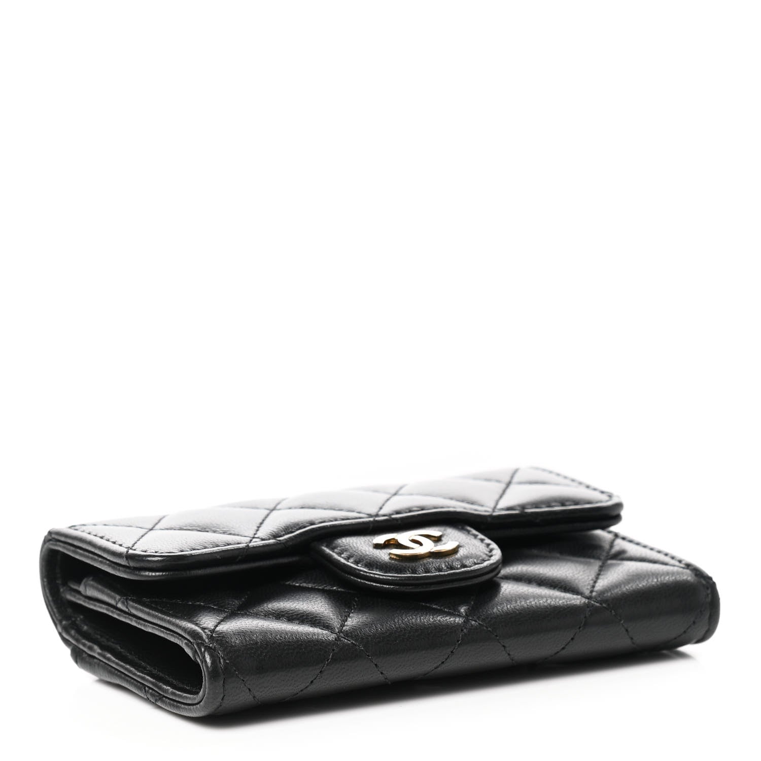 Chanel Lambskin Quilted Flap Card Holder Wallet Black 4 of 8