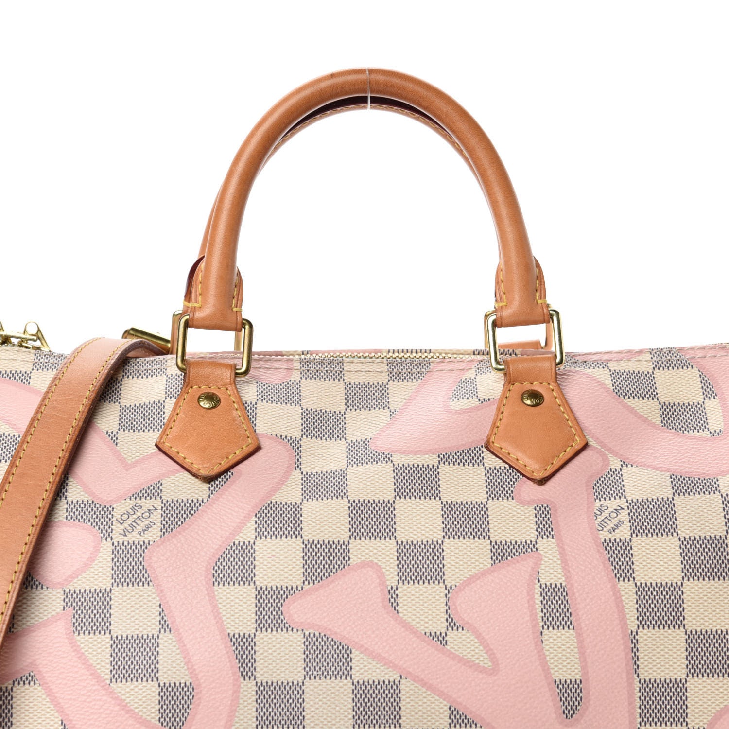 Louis Vuitton Damier Azur Tahitienne Speedy Bandouliere 30 Rose Ballerine 12 of 12