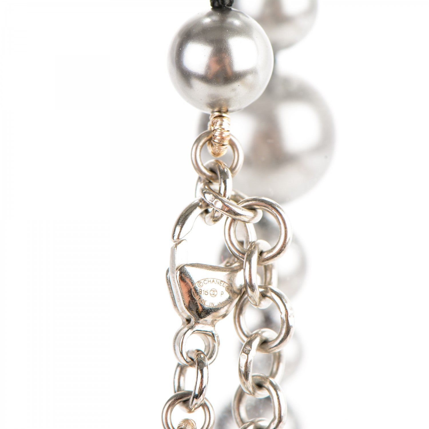 Chanel Graduated Pearl Crystal CC Long Necklace Ruthenium 4 of 5