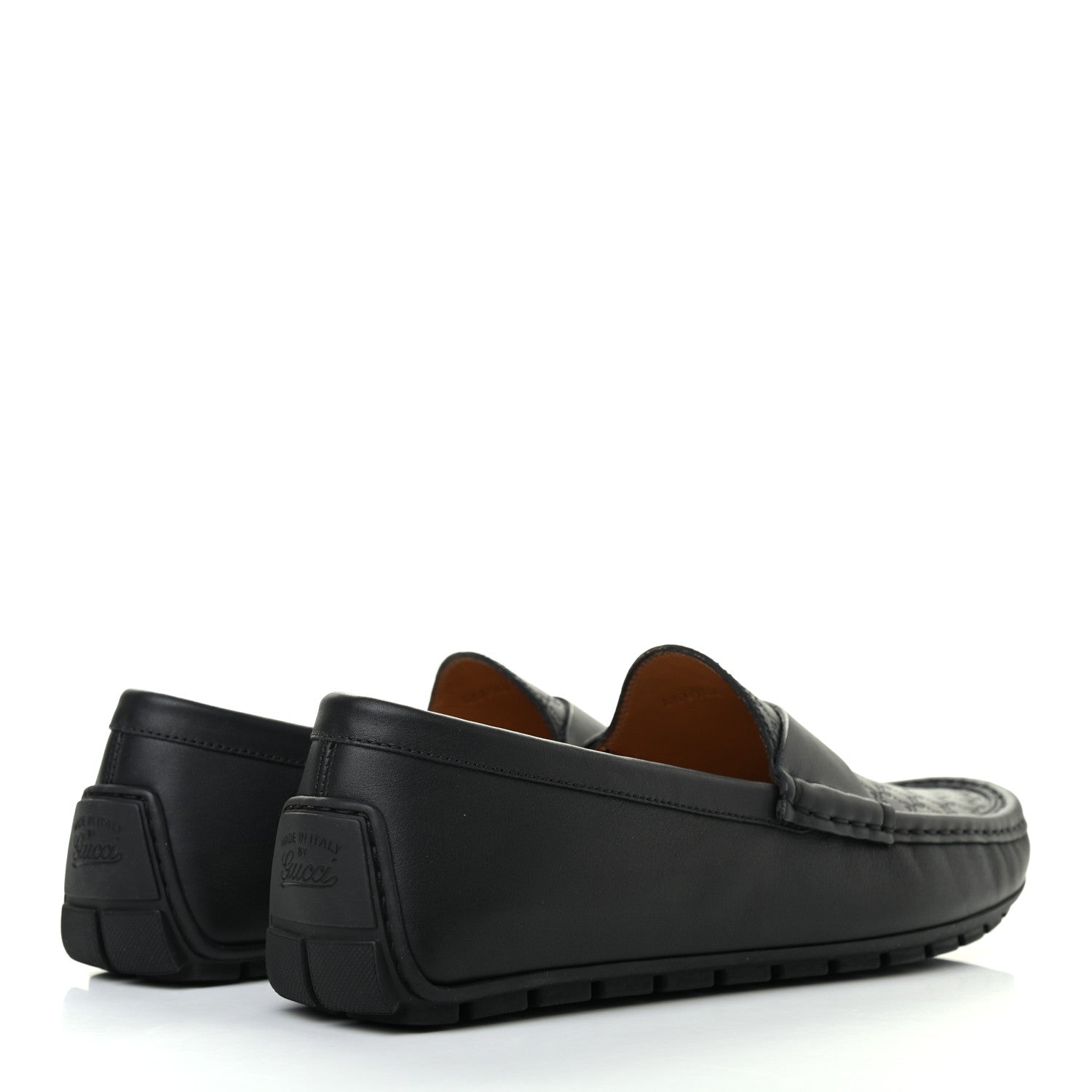 Gucci Calfskin Miro Soft Microguccissima Mens Driver Loafers 8 Black 4 of 7