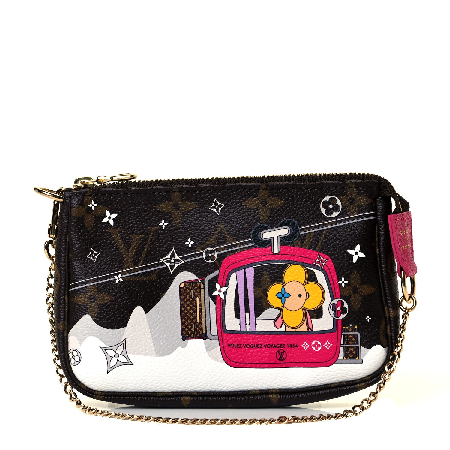 Louis Vuitton Monogram 2019 Christmas Animation Mini Courchevel Pochette Accessories Fuchsia 1 of 6