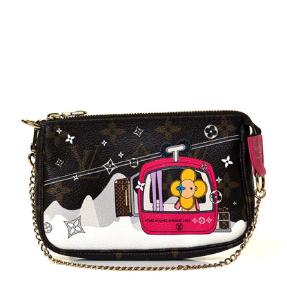 Louis Vuitton Monogram 2019 Christmas Animation Mini Courchevel Pochette Accessories Fuchsia 1 of 6