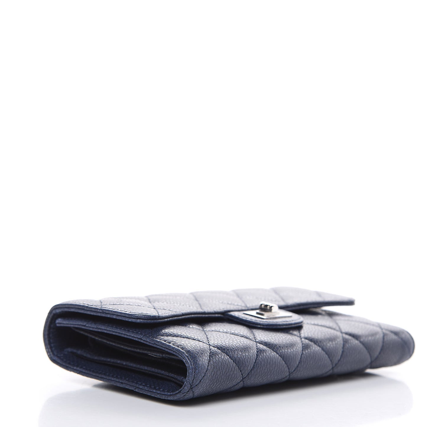 Metallic Caviar Quilted Reissue Long Flap Wallet Navy Blue