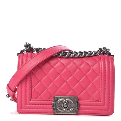 Chanel Lambskin Quilted Small Boy Flap Dark Pink 1 of 12