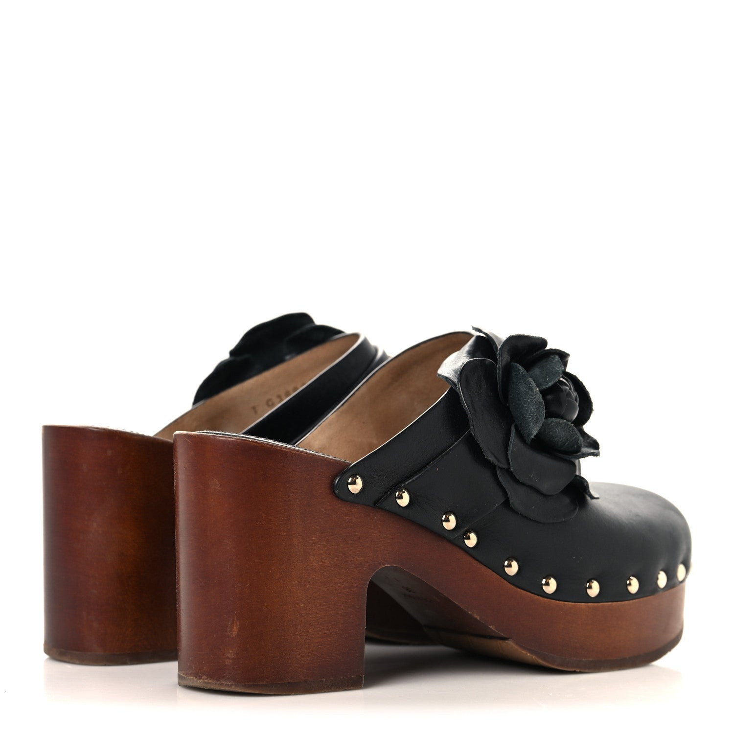 Chanel Calfskin Camellia Clogs 36 Black 5 of 10
